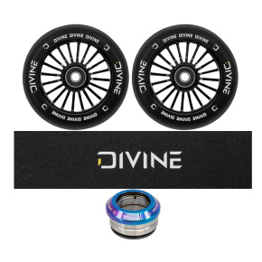 Set of 2 Divine 110 mm Turbo black wheels + Divine griptape + Divine headset Set of 2 Divine 110 mm Turbo black wheels + Divine griptape + Divine headset