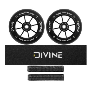 Set of 2 Divine 120 mm Spoked Wheels Black + Divine Griptape + Divine Grips Set of 2 Divine 120 mm Spoked Wheels Black + Divine Griptape + Divine Grips