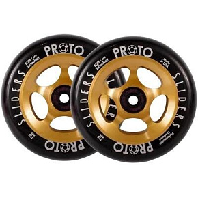Proto Spoked Sliders Wheels Black On Gold 110 mm 2 pcs