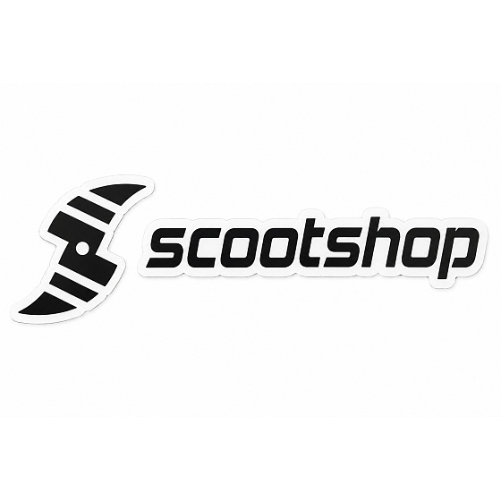 Large black Scootshop stickers