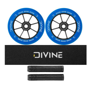 Set of 2 Divine 110 mm Spoked blue wheels + Divine griptape + Divine grips