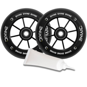 Set of 2 Divine 120 mm Spoked Wheels Black + Divine Bearing Oil