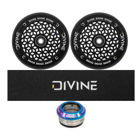 Set of 2 Divine 110 mm Light black wheels + Divine griptape + Divine headset Set of 2 Divine 110 mm Light black wheels + Divine griptape + Divine headset