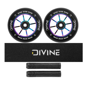 Set of 2 Divine 110 mm Spoked Rainbow wheels + Divine griptape + Divine grips Set of 2 Divine 110 mm Spoked Rainbow wheels + Divine griptape + Divine grips