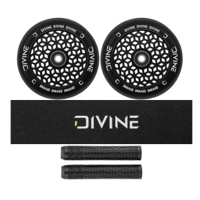Set of 2 Divine 110 mm Light Core black wheels + Divine griptape + Divine grips