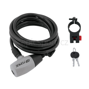 FORCE spiral lock with holder 185cm/8mm, black
